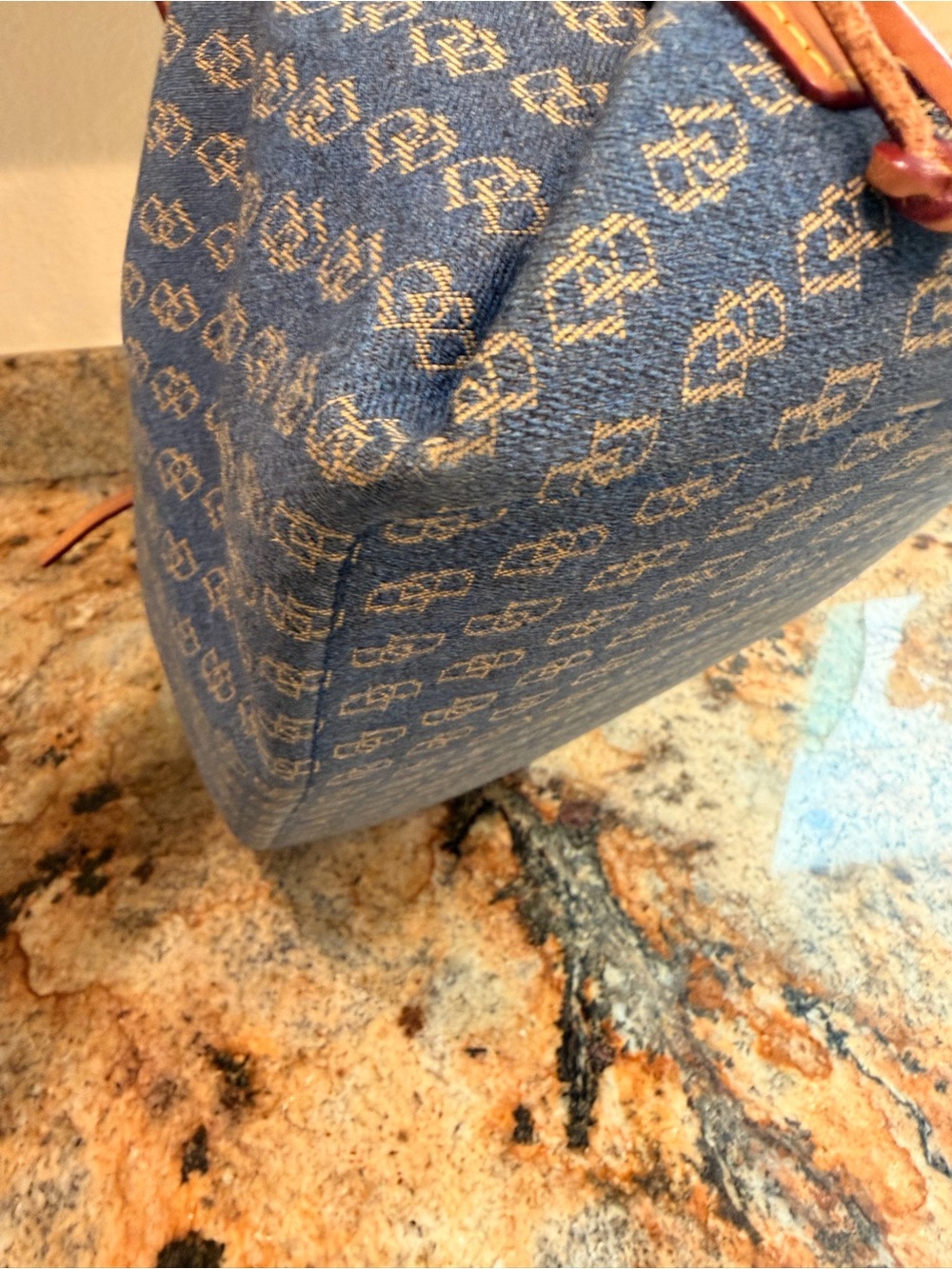 Dooney & Bourke Denim Shoulder Bag with Leather Trim - Picture 6 of 10
